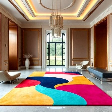 Handcrafted Colorful Abstract Living Room Rug